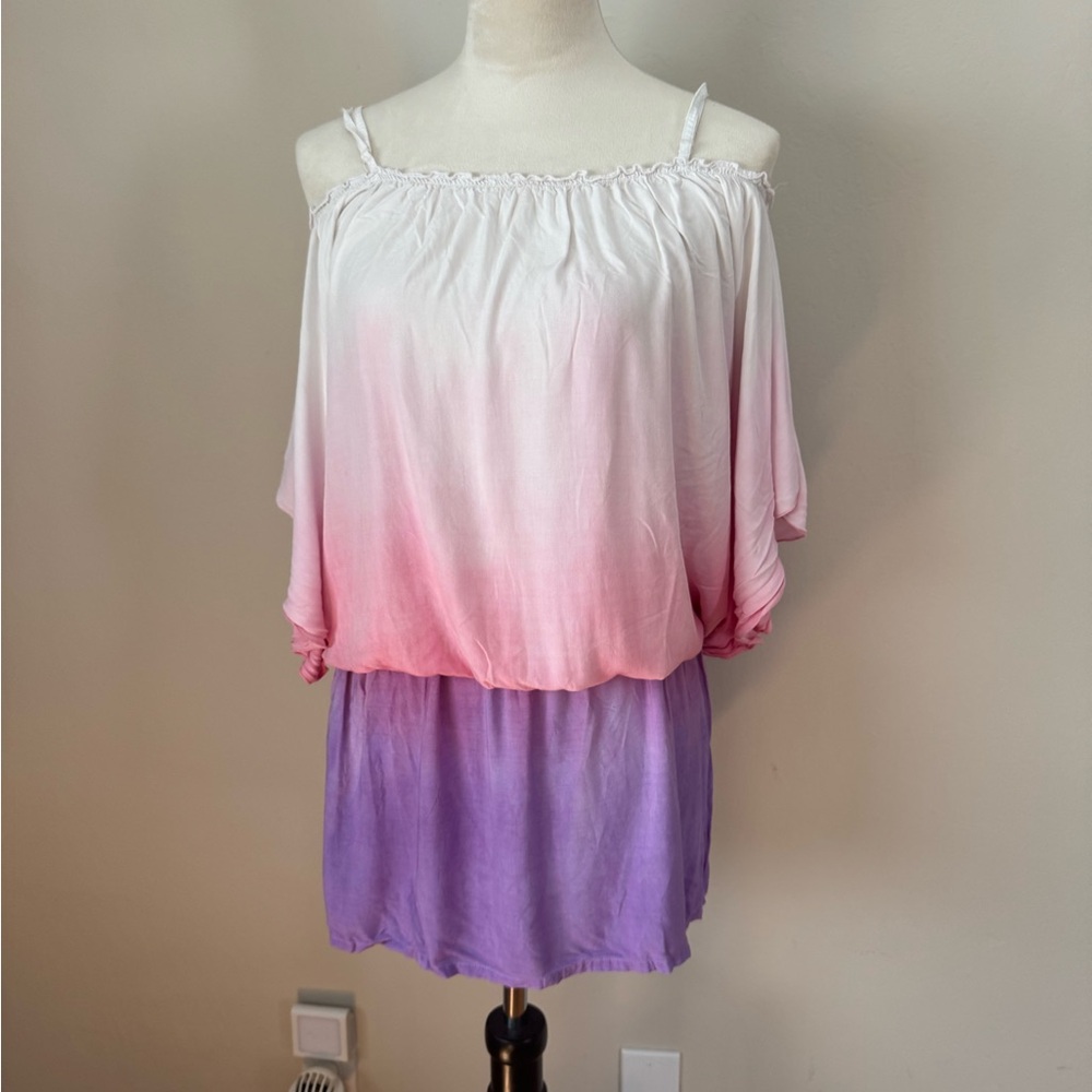 Pink and Purple Ombre Off-Shoulder Top